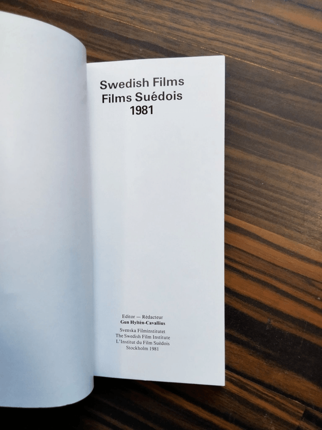 AA.VV. - Swedish Films / Films Suédois 1981 (Swenska Film Institute, 1981)