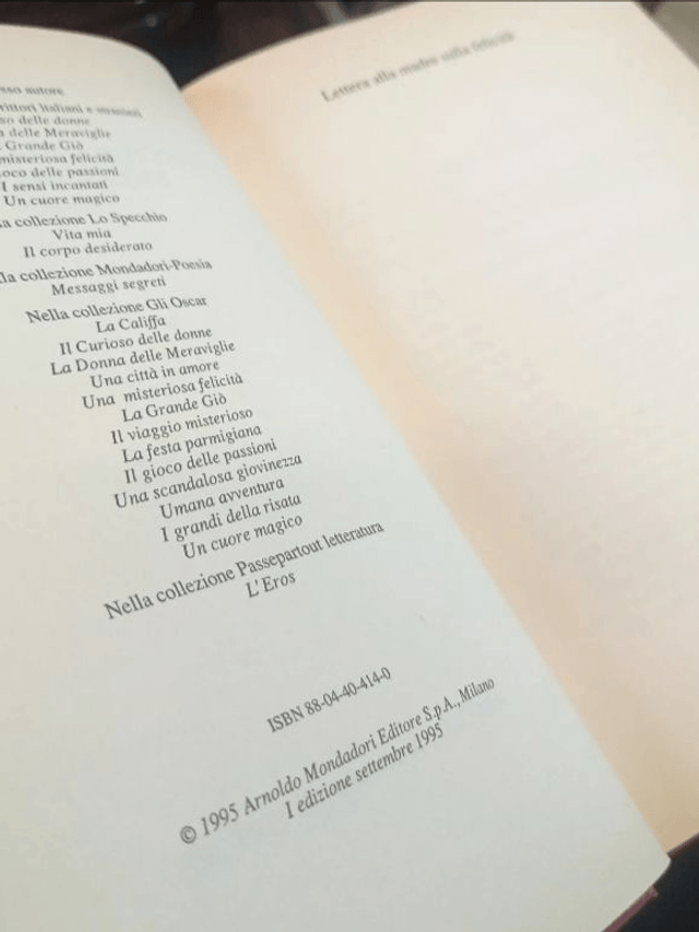 Alberto Bevilacqua - Lettera alla madre sulla felicità (Mondadori, 1995 - 1a ed.)