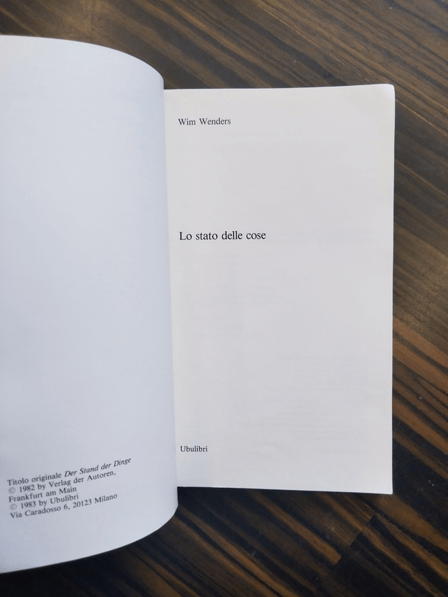 Wim Wenders - Lo stato delle cose (Ubulibri, 1983)